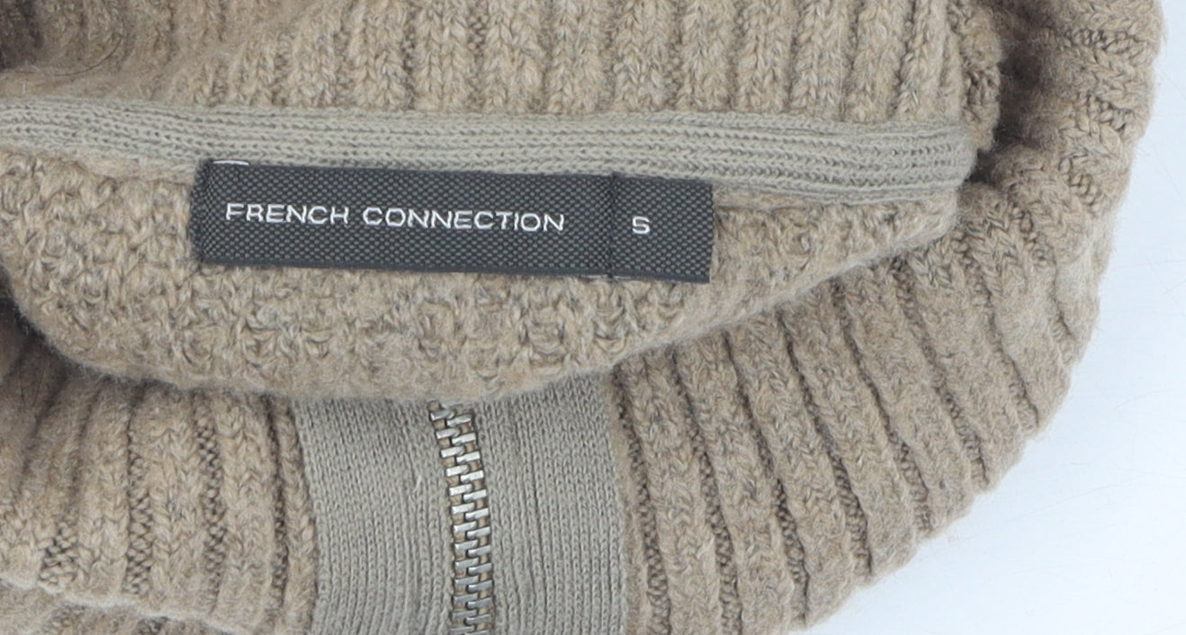 French Connection Women's Beige Full Zip Jumper
