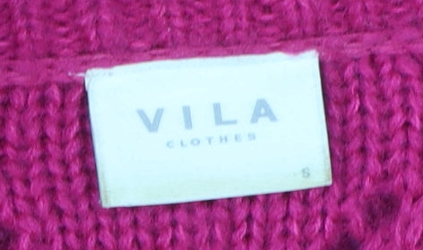 Vila Women's Pink Cardigan, S, Open-Knit, Casual
