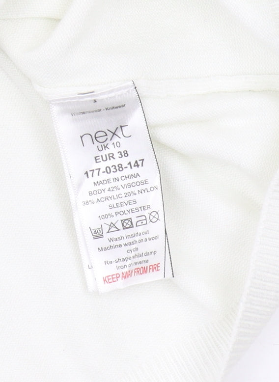 Next Women's White Floral Pullover Jumper Size 10
