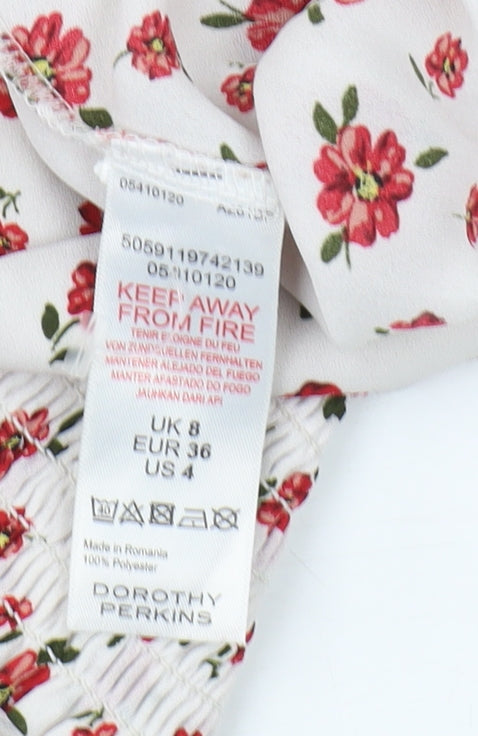 Dorothy Perkins Women's Floral Blouse - Size 8, White, Casual
