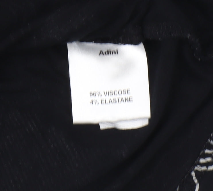 Adini Women's Black Tunic, Size S, 3/4 Sleeve Geometric