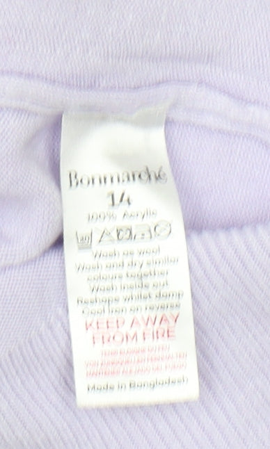 Bonmarché Women's Purple Crew Neck Jumper Size 14