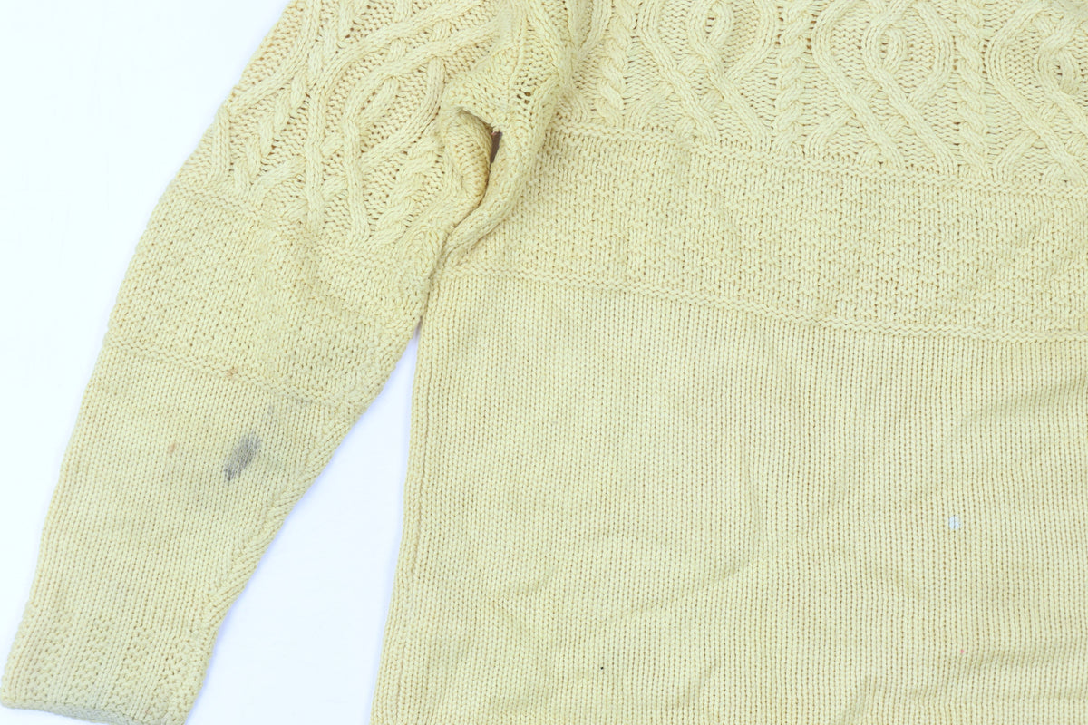 Dorothy Perkins Women's Yellow Cable-Knit Jumper Size 10