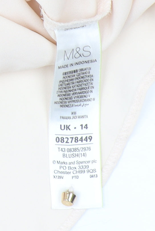 Marks & Spencer Women's Beige 3/4 Sleeve Blouse