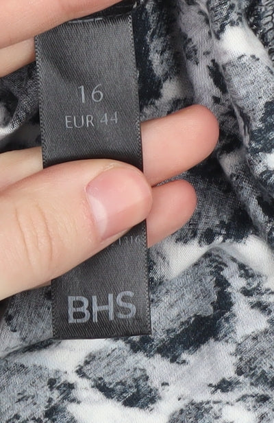 BHS Women's Black Animal Print Blouse Size 16