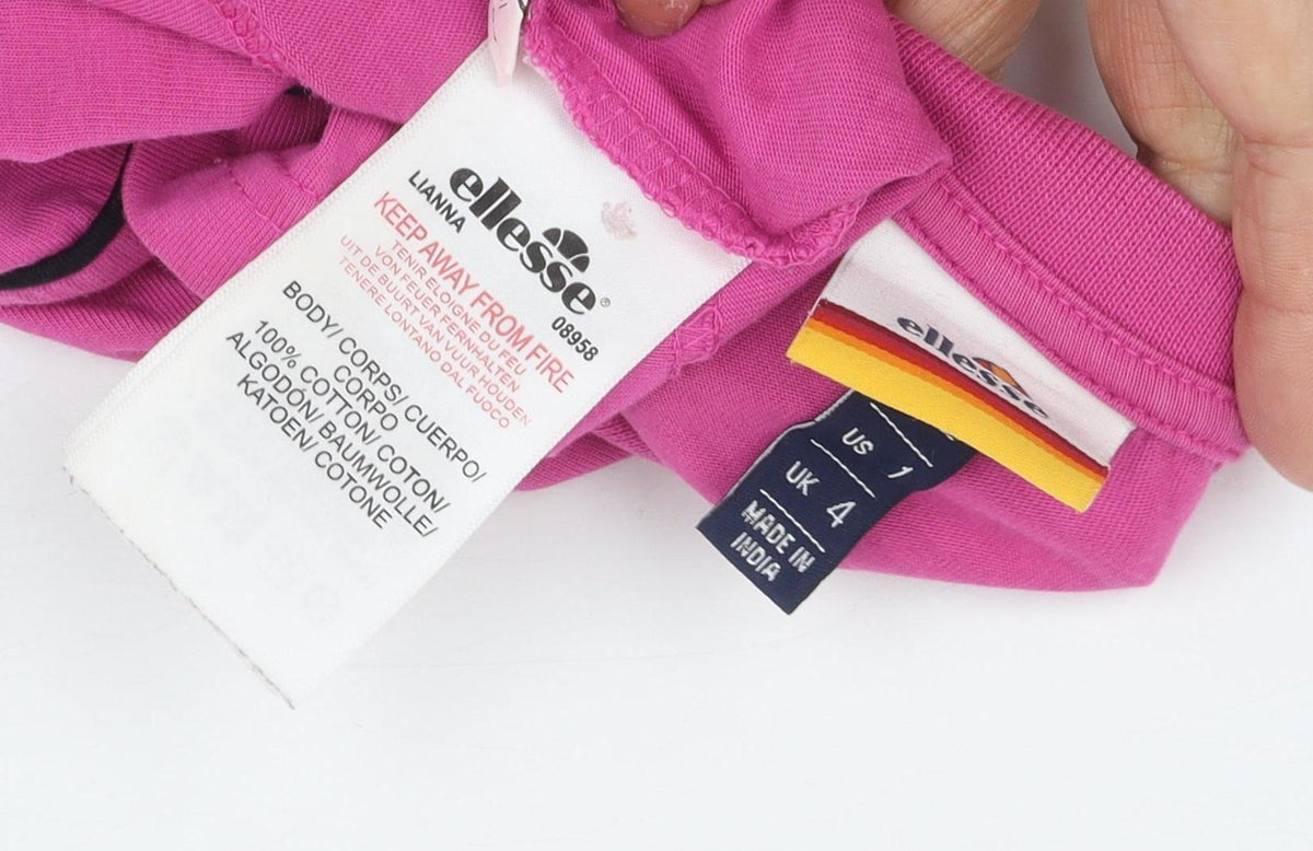 Ellesse Women's Pink Cropped Long Sleeve T-Shirt Size 4