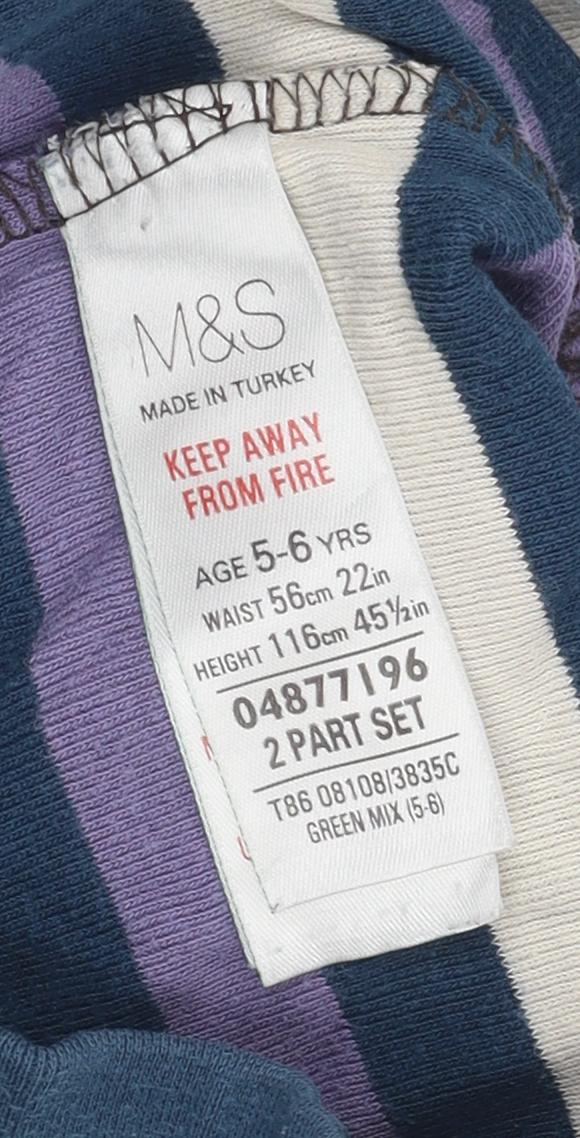 Marks & Spencer Girls Multicoloured Striped Pyjama Pants 5-6 Years