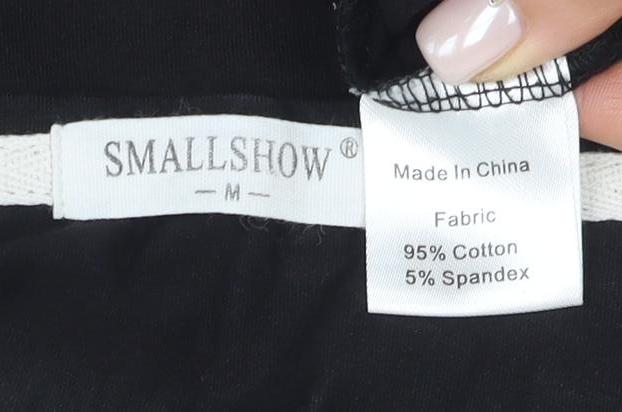 SMALLSHOW Women's Black M Round Neck Long Sleeve T-Shirt