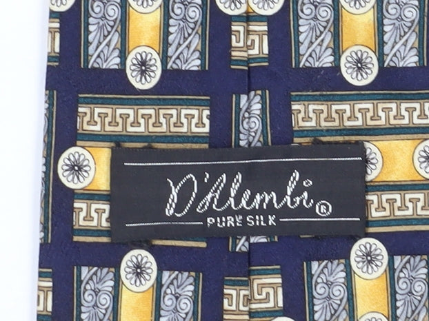 D'Alambi Men's Geometric Silk Tie Multicoloured