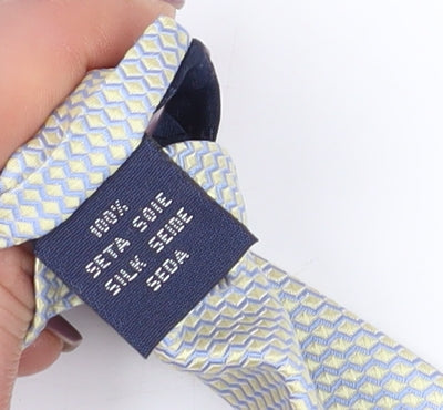 Café Coton Men's Beige Silk Slim Tie Geometric Pattern