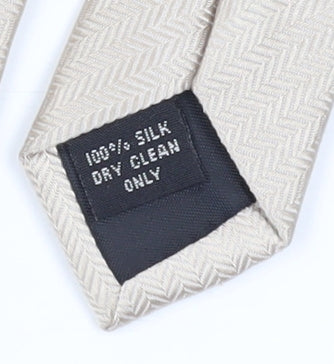 Ciro Citterio Men's Beige Silk Designer Tie Herringbone