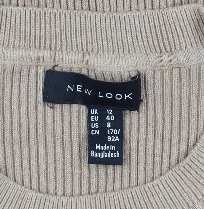 New Look Women's Beige Crew Neck Knit Pullover Size 12