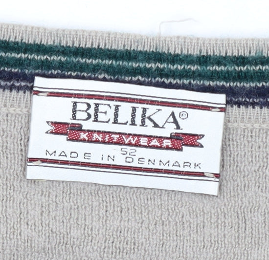 Belika Men's Beige V-Neck Pullover Jumper Size L