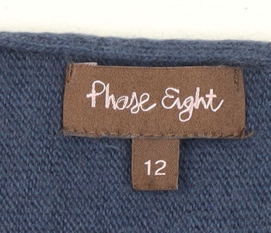 Phase Eight Women Blue Pullover, Size 12, Boat Neck, Knit