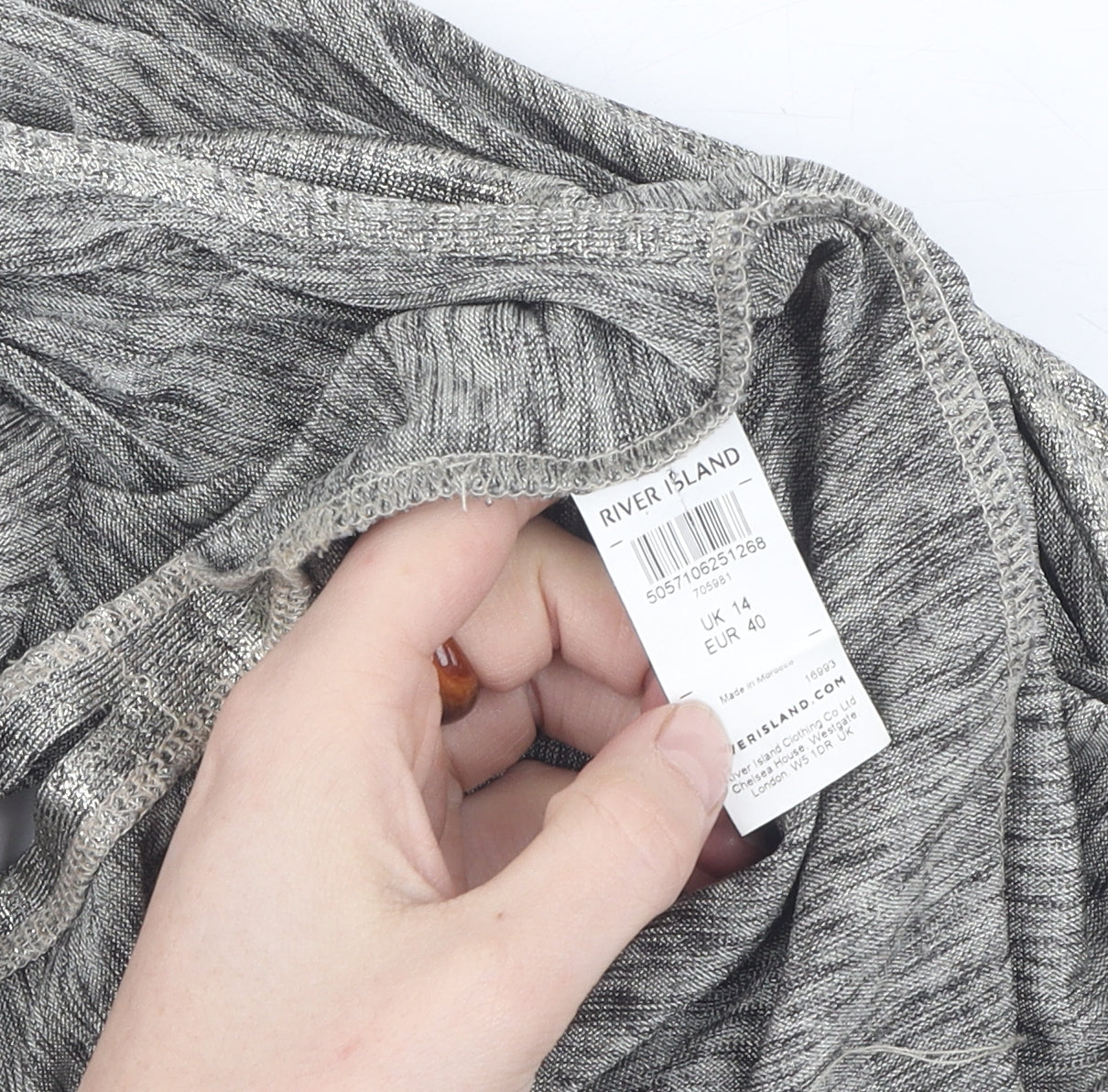 River Island Women Grey Cropped Blouse V-Neck Size 14