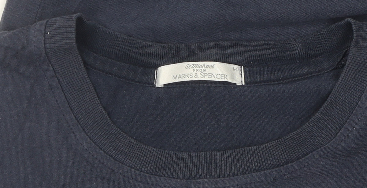 Marks & Spencer Men’s Blue Cotton T-Shirt, M
