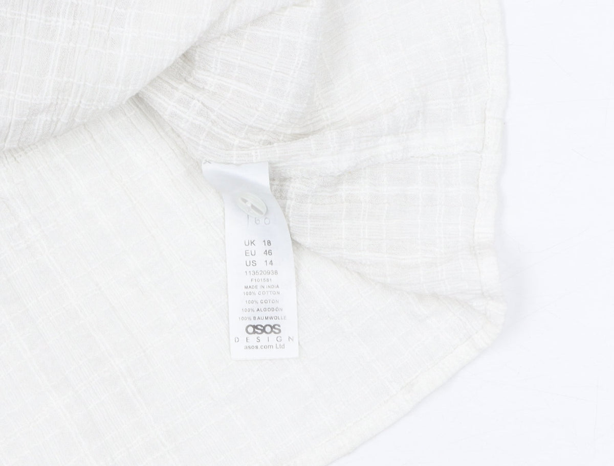 ASOS DESIGN Women's White Cotton Blouse UK 18