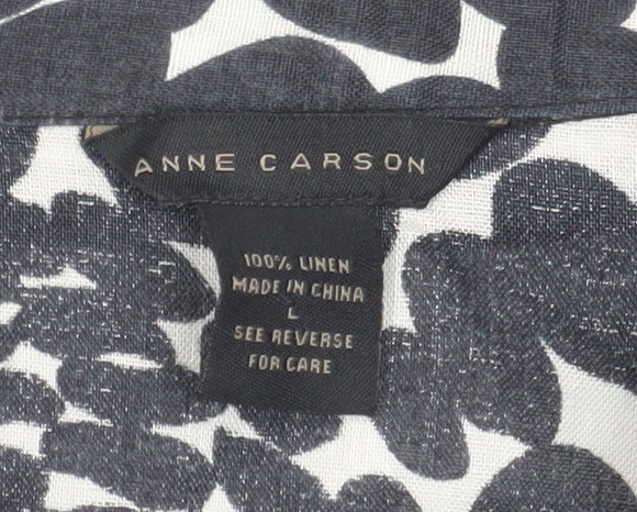 Anne Carson Women's Black Geometric Blouse L
