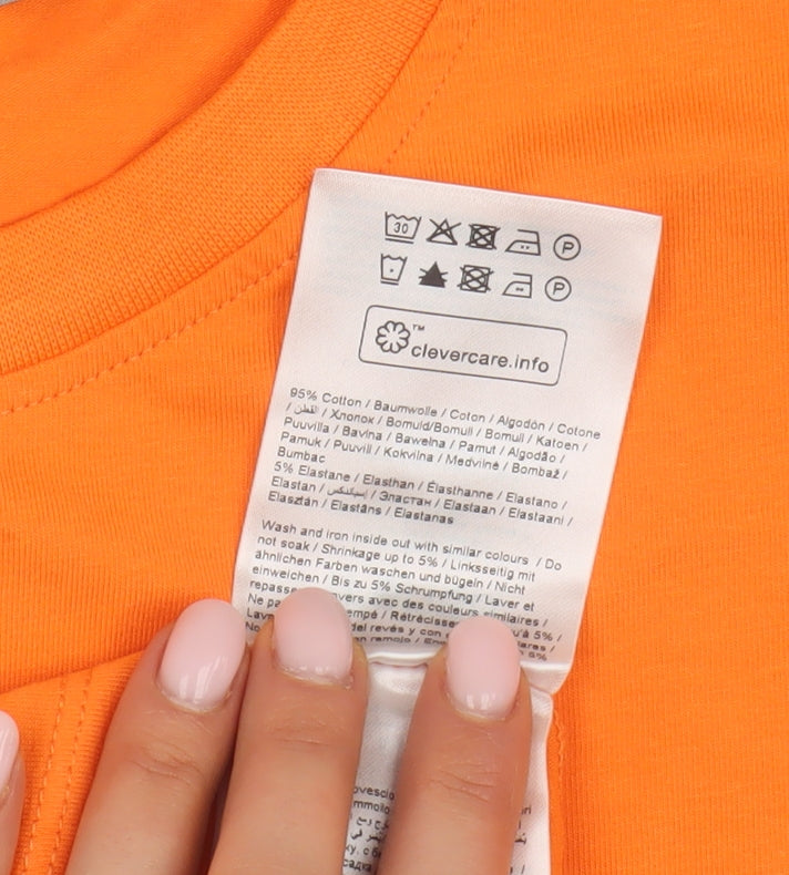 Fransa Women's Orange T-Shirt M Basic Stretch Casual