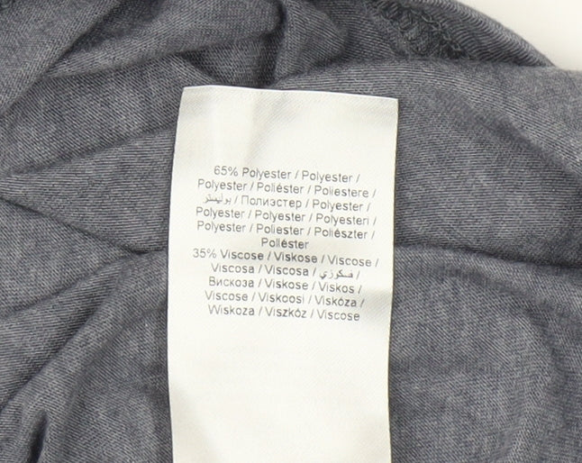 Cream Women Grey T-Shirt L High Neck Puff Sleeve