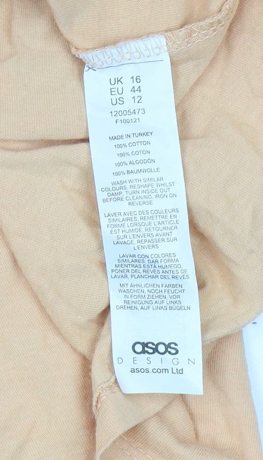 ASOS Unisex Orange Cotton Relaxed T-Shirt Size 16