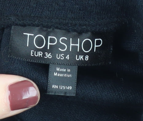 Topshop Women's Black Fit & Flare Dress Size 8