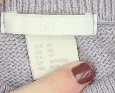 H&M Women's Purple Mock Neck Pullover Jumper XS