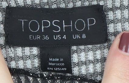 Topshop Women's 8 Black Cropped Mesh Party Blouse