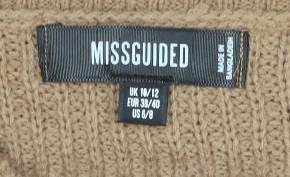 Missguided Women's Beige V-Neck Pullover Jumper, Size 12