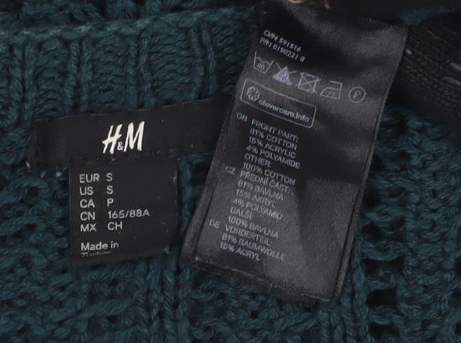 H&M Women's Green Pullover Jumper, Size S, Crew Neck