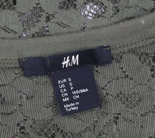 H&M Women's Green Lace T-Shirt, Size S
