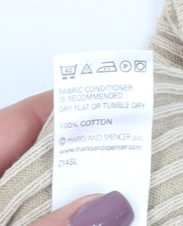 Marks & Spencer Beige Cotton Pullover Jumper - Size 12