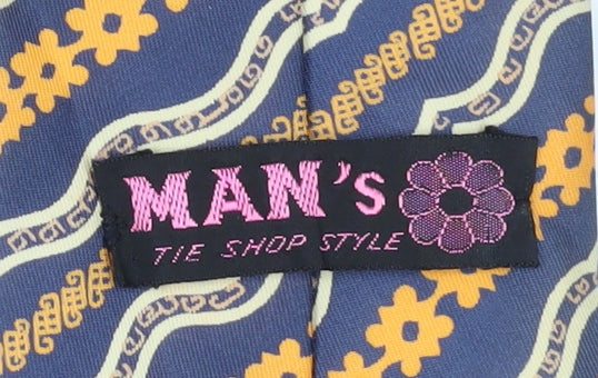 MAN's Geometric Blue Orange Silk Men's Tie