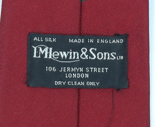 T M Lewin Men's Red Silk Tie with Logo Accent