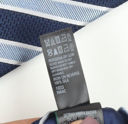 Marks & Spencer Men's Blue Silk Striped Slim Tie