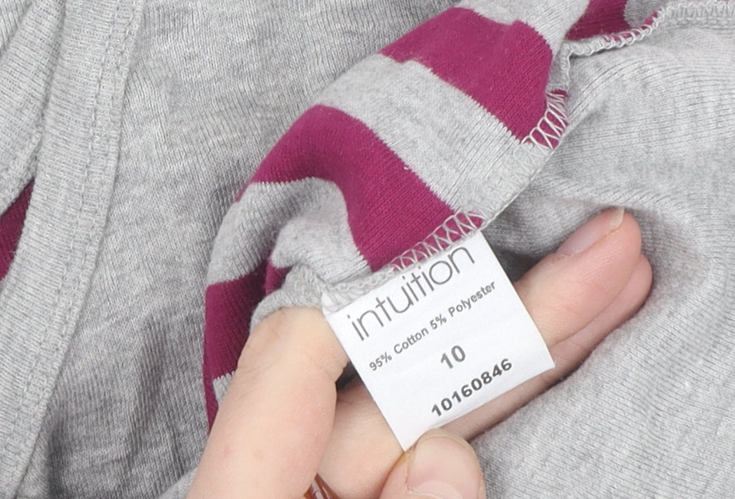 Intuition Women's Grey Striped T-Shirt Size 10