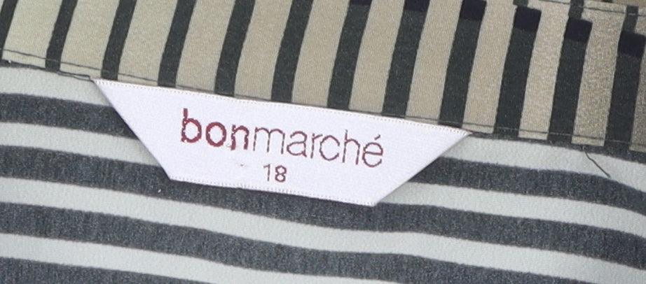 Bonmarché Women's Green Striped Button-Up Shirt