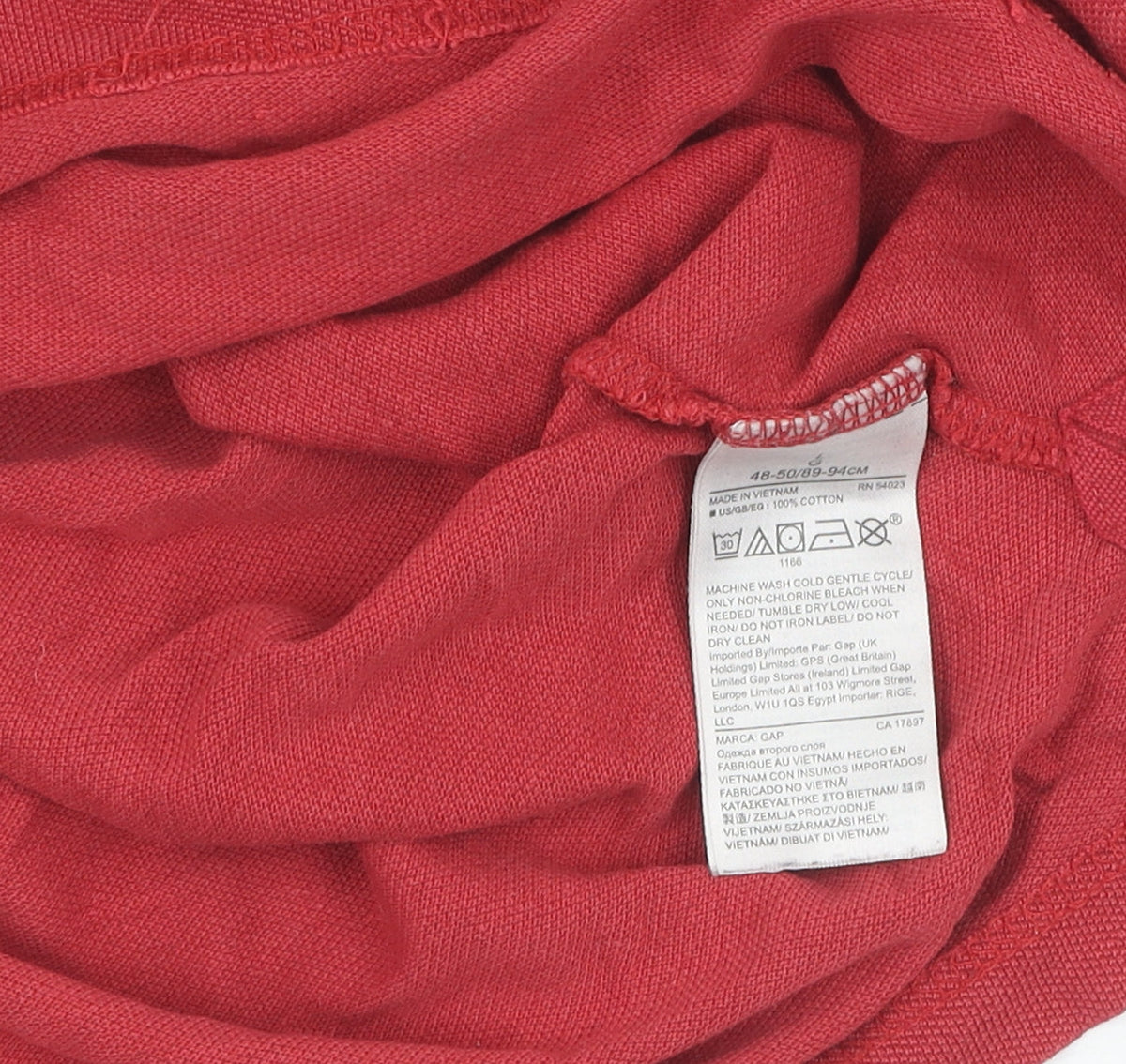 Gap Men's Red Polo Shirt L - Short Sleeve, Cotton