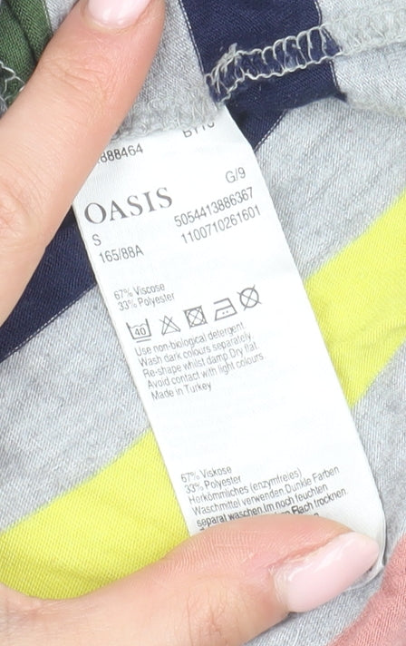 Oasis Women's Multicoloured Striped T-Shirt - Size S