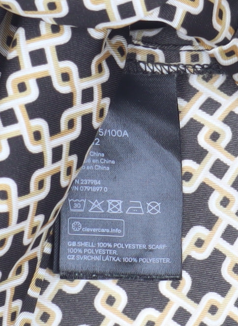 H&M Women's Beige Black Geometric Blouse Size 16