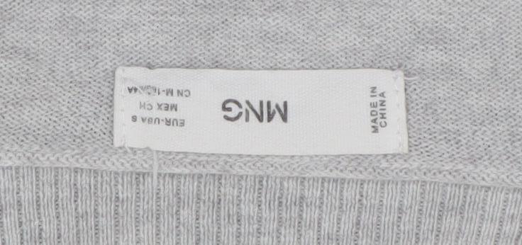 MNG Women's Grey V-Neck Pullover Jumper, Size S