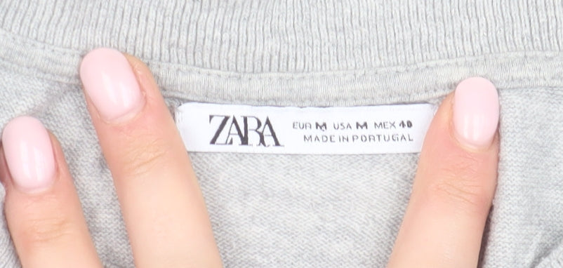 Zara Women's Grey Crew Neck T-Shirt M Casual