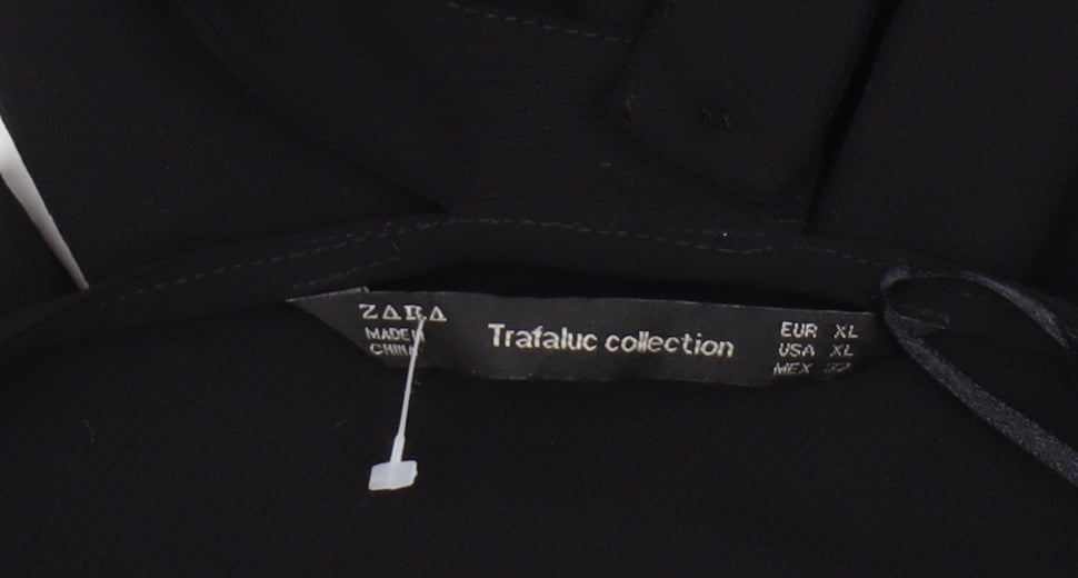 Zara Women's Black V-Neck Long Sleeve Top, Size L