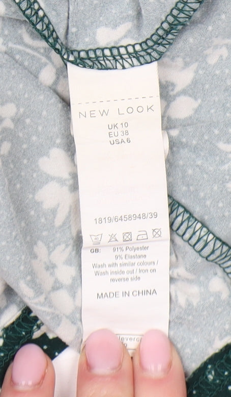 New Look Women's Green Floral A-Line Dress UK 10