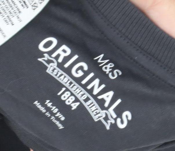 Marks & Spencer Boys Long Sleeve Black Graphic T-Shirt