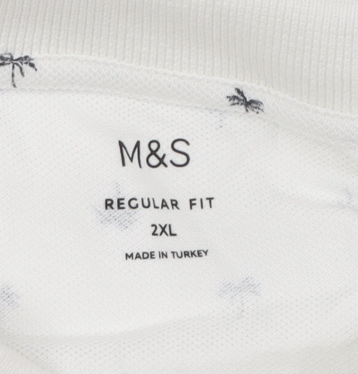 Marks & Spencer Men's White Polo 2XL Regular Fit