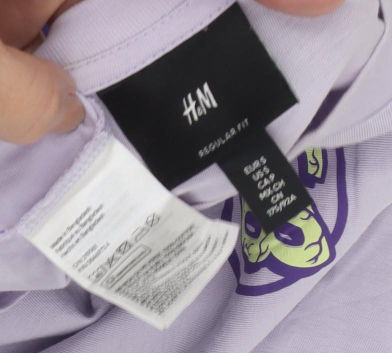 H&M Unisex Purple SpongeBob T-Shirt, M, Casual Style