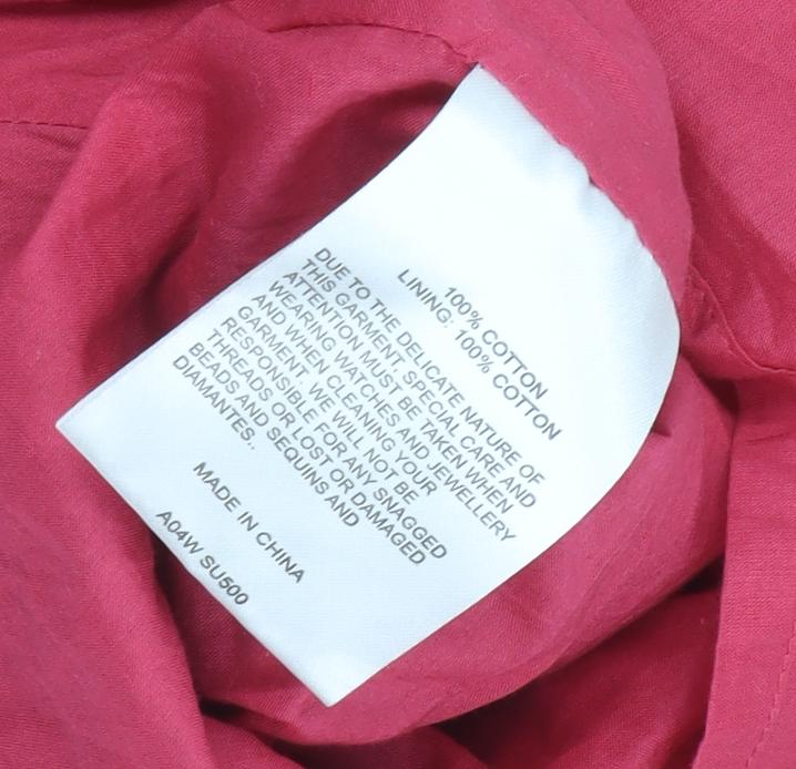 Whistles Women's Pink Embroidered Floral A-Line Skirt, Size 12