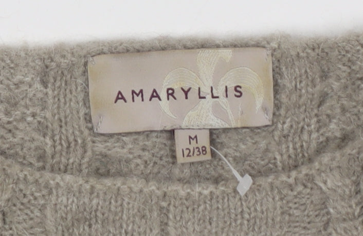 Amaryllis Women's Beige M Cable-Knit Wool Blend Jumper