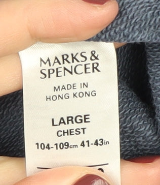 Marks & Spencer Men's Blue Bomber Jacket, Size L, Zip-Up